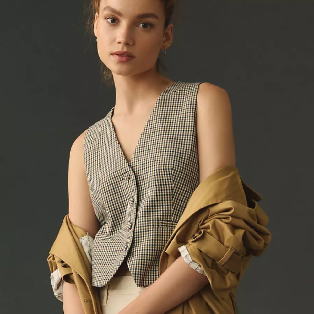 Anthropologie Maeve Plaid Vest 0